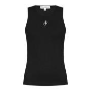 JW Anderson Svart Broderad Ankare Logo Linne Black, Dam