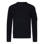 C.p. Company Svart Crewneck Tröja med Dragkedjeficka Black, Herr