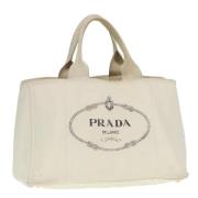 Prada Vintage Pre-owned Canvas handvskor Beige, Dam