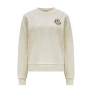 Moncler Vit Vitlogga-lappad Sweatshirt Casual Classic White, Dam