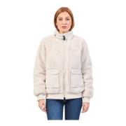 Emporio Armani Vit Jacka med Fullzip och Logo Beige, Dam