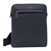 Hugo Boss Blå Faux Läder Crossbody Väska Blue, Herr