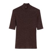 Max Mara Brun stickad damtopp med skimrande effekt Brown, Dam