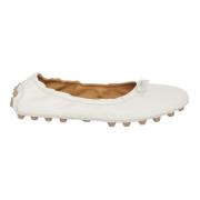 Tod's Kräm Lammskinnssnörade Ballerinaskor White, Dam