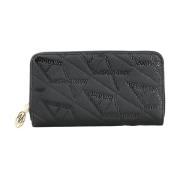 Armani Exchange Svart Damplånbok Monogram Dragkedja Black, Dam