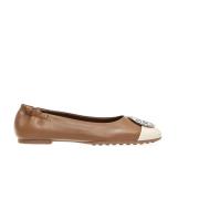 Tory Burch Beige Cap Toe Ballet Flats Brown, Dam