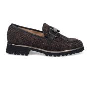 Sangiorgio Svarta Moccasins med Sammet Black, Dam