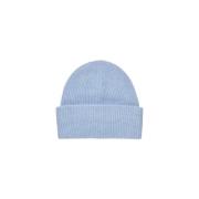 Samsøe Samsøe Mjuk Stickad Beanie Mössa Ribbstruktur Blue, Dam