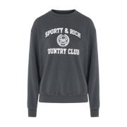 Sporty & Rich Faded Crest Crewneck Sweater Black, Dam