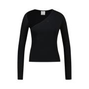 Courrèges Svart Kontrast Bomull T-shirt Black, Dam