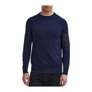 Barbour Bomull crew neck tröja i marin Blue, Herr