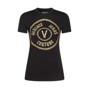 Versace Jeans Couture Svart Bomull Logo Print T-shirt Black, Dam