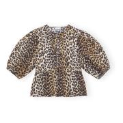 Ganni Leopard Peplum Blus Brown, Dam