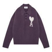 Ami Paris Långärmad polotröja Purple, Herr