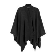 Ermanno Scervino Blommig Applikation Stickad Poncho Cape Black, Dam