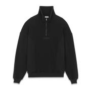 Saint Laurent Svart Bomullsfleece Sweatshirt Black, Herr