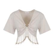 Paco Rabanne Beige T-shirt med Ruched Detaljer Beige, Dam