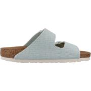 Birkenstock Rivet Logo Textil Sliders Blue, Dam