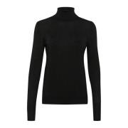 Kaffe Svart Djup Rollneck Pullover Tröja Black, Dam