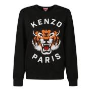 Kenzo Tiger Broderad Oversize Sweatshirt Black, Dam