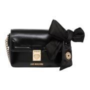 Love Moschino Axelväska med rosett detalj och magnetlås Black, Dam