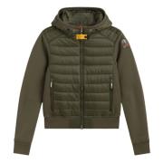 Parajumpers Vadderad huva jacka med logotyp patch Green, Dam