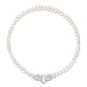 Nialaya Women's Pearl Choker with Silver Double Panther Head Gray, Dam