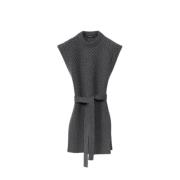 Fabiana Filippi Stickad Ärmlös Crew Neck Vest Gray, Dam