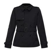 Burberry Kort trenchcoat med bälte Black, Dam