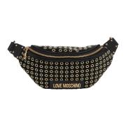 Love Moschino Studded Bältesväska med Logodetalj Black, Dam