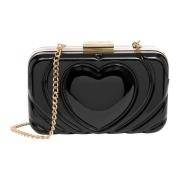 Love Moschino Hjärta Clutch med Avtagbar Rem Black, Dam