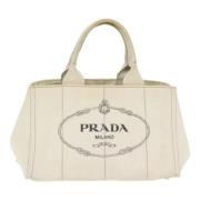 Prada Vintage Pre-owned Canvas totevskor Beige, Dam