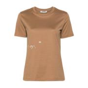 Max Mara Bomull T-shirt med Logotyptryck Brown, Dam