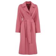 Max Mara Studio Rosa Ull Siden Kashmir Kappa Pink, Dam