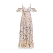 Agua by Agua Bendita Maxi Linneklänning med Botaniskt Motiv Multicolor...