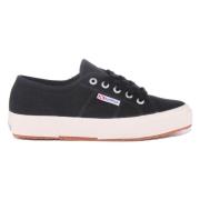 Superga Canvas Lace-Up Trainers Black White Black, Herr