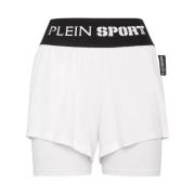 Plein Sport Vita Logoshorts Hög Midja White, Dam