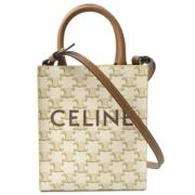 Celine Vintage Pre-owned Canvas handvskor Beige, Dam