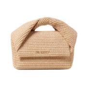 JW Anderson Beige Twister Medium Raffia Handväska Beige, Dam