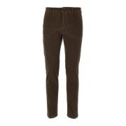 Cruna Brun Slim Fit Rak Framsida Sammet Byxor Brown, Herr