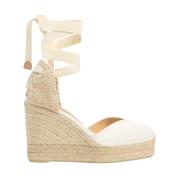 Castañer Vita Espadrillos med 11cm Kilklack White, Dam