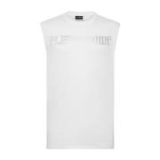 Plein Sport Vit Ärmlös T-shirt med Tiger Grafik White, Herr