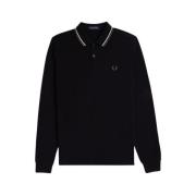 Fred Perry Långärmad polotröja modern skärning Black, Herr