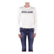 Guess Vit Logo Front Sweater White, Dam