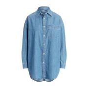 Ralph Lauren Denim oversize skjorta med logotyp Blue, Dam