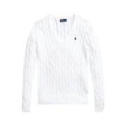 Ralph Lauren V-neck Knitwear White, Dam