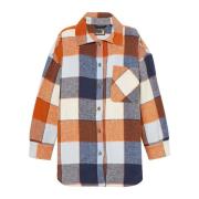 Timberland Orange Flanell Oversized Skjorta Multicolor, Dam