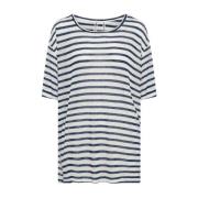 One Teaspoon Randig Oversized T-shirt Blue, Dam