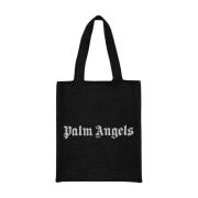 Palm Angels Svart Logotyp Shopper Väska Black, Unisex