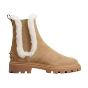 Tod's Brun Mocka Shearling Ankelboots Brown, Dam